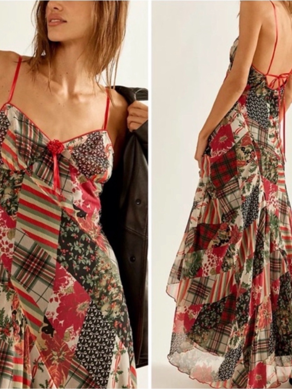 Free People Tis The Season Maxi Dress Patchwork NEW NWT